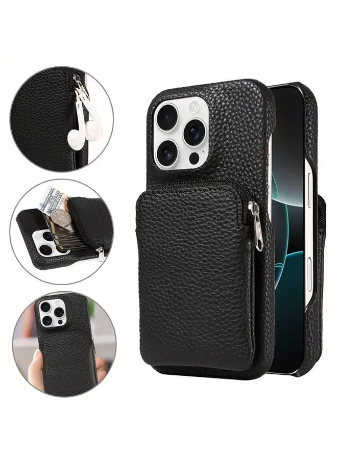 Beige Faux Leather Phone Case With Zipper Pouch For Galaxy S22 5G Drop Protection - Image 2